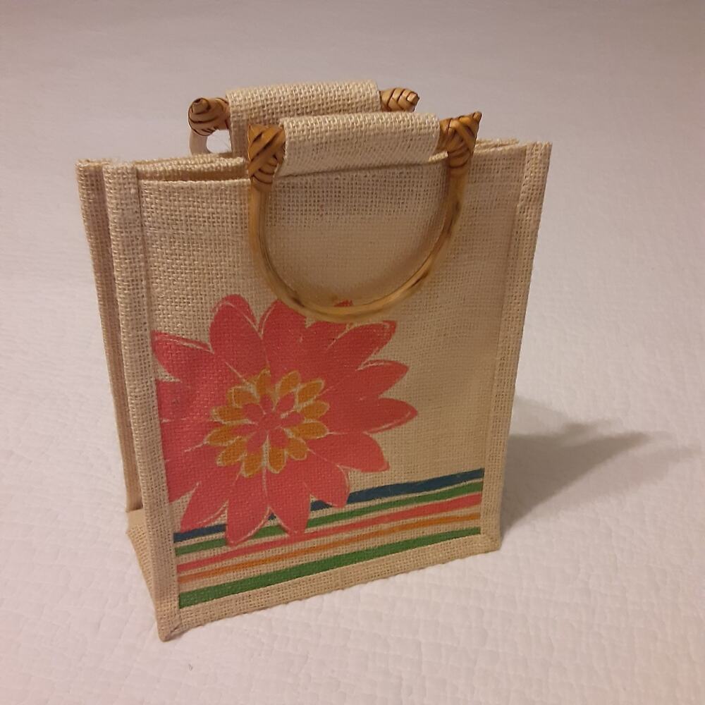 Vintage Tropical Small Tote Necessities Floral/Striped